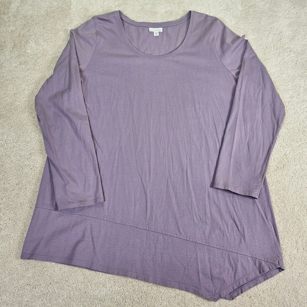Pure Jill J Jill Women XL Tall Lavender Cotton Asymmetrical Hem Tunic Lagenlook